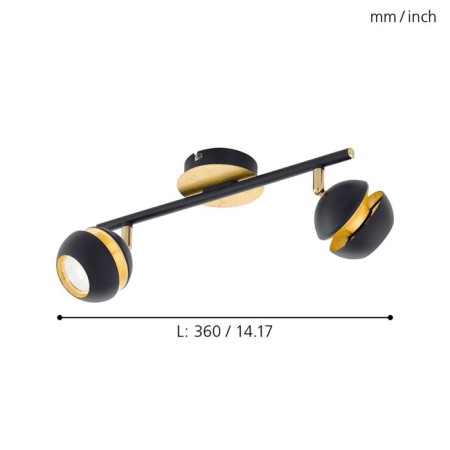 Nocito 2x3.3W GU10 lamp, black, gold-2