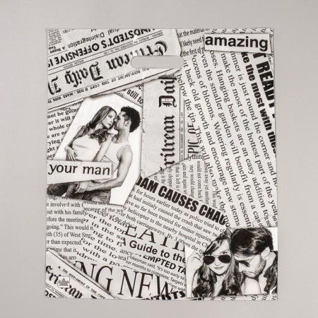 Polyethylene Newspaper Mix package, with a cut pen, 38 x 45 cm, 60 μm