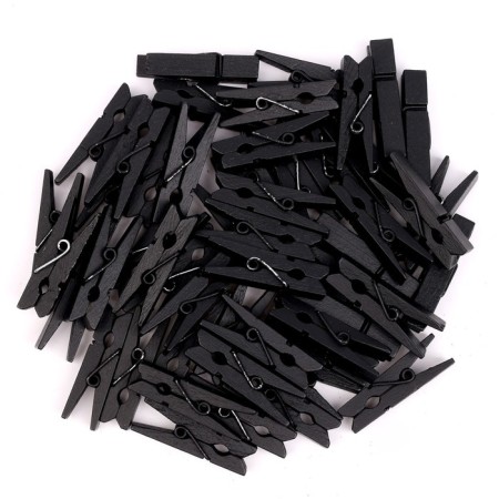 A set of clothespins for decor 50 pcs., Black - 3.5 cm-2