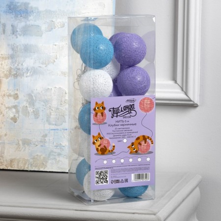 Garland “thread” 5 m with nozzles “Blueberry Blueberry”, IP20, transparent thread, 20 LED, white glow, 220 V-6
