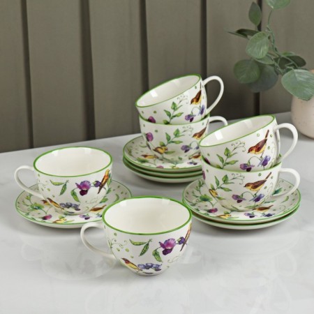 Service Porcelain Tea Daulay "Green Garden", 12 items: 6 cups 220 ml, 6 saucer d = 13 cm