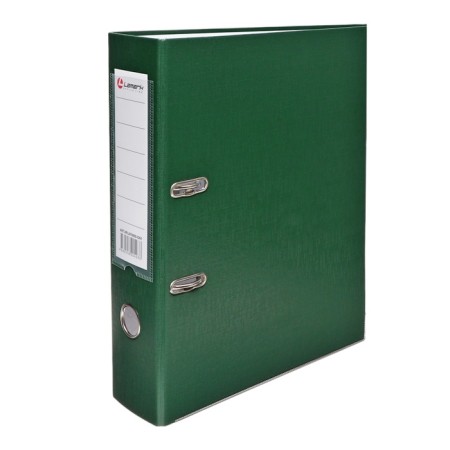 A4, 75 mm registrar, calligrata, PVC, embossing "Len", metal edging, pocket for a spine, collected, green, mix-1