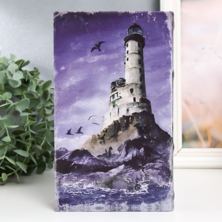 Safe Brush Tree leatherette "Seagulls by the lighthouse" 21x13x5 cm-5