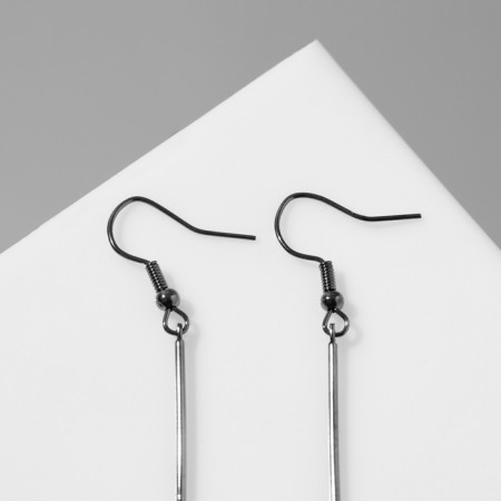 Earrings "Square" voluminous, gray color, 7.5 cm-2
