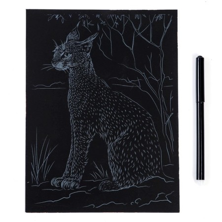Engraving 18 × 24 cm, animals of Africa "Wild Caracal" (gold)-2