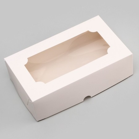Folding box with a window for marshmallows, white, 25 x 15 x 7 cm-1
