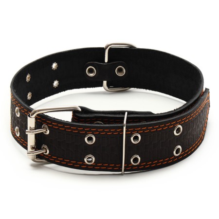 Collar leather embossed single-layer, dimensionless, 74 x 4.5 cm, Osh 35-65 cm, mix of flowers-6