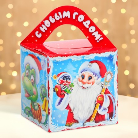 New Year. Gift box New Year's cube is a large "sweet couple" with animation 12 x 12 x 12 cm.