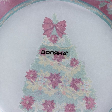 Plate Glass Dessert shade "New Year's spruce", D = 20 cm-3
