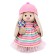 Soft toy "Bunny Mi" in a striped dress with a candy, 32 cm