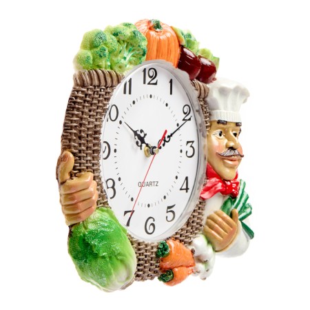 Wall clock, series: kitchen, "vegetables", smooth move, D-17 cm, 27 x 34 cm-2