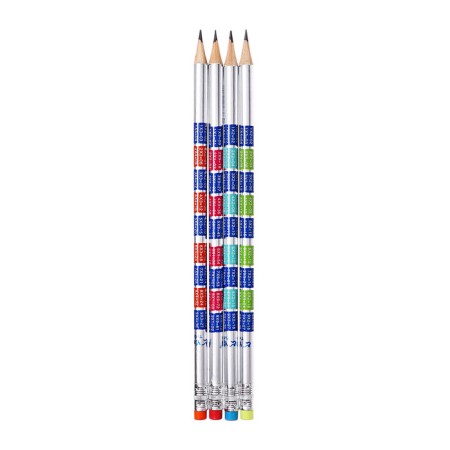 Pencil Chernographic NV with an eraser, multiplication table, round mix-3