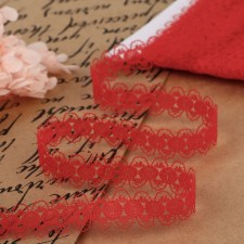 Capricon lace, 15 mm × 10 ± 1 m, red color