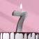 Candle in the Cake "Fine", number "7", silver metallic, 6.5 cm