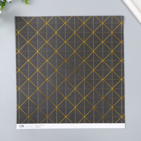 Scrapbooking paper bilateral "Versailles and rhombus gold" density 180 g 30.5x32 cm-3