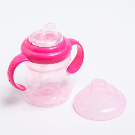 Drunker - children's impotance with a soft nose, 240 ml., With handles, pink color-1
