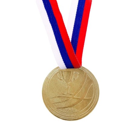 Prize medal 079, D = 6 cm. 1 place. Color is gold. With a ribbon-3