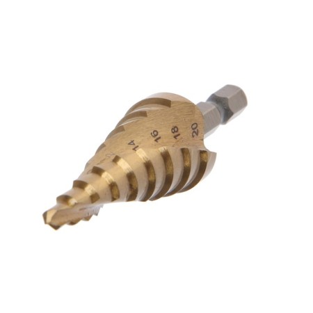 Drill step tundra pro, HSS, tin, spiral profile, hexagon. Saar, 4-20 mm