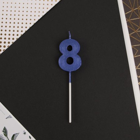 Candle for the cake, the number "8", blue.