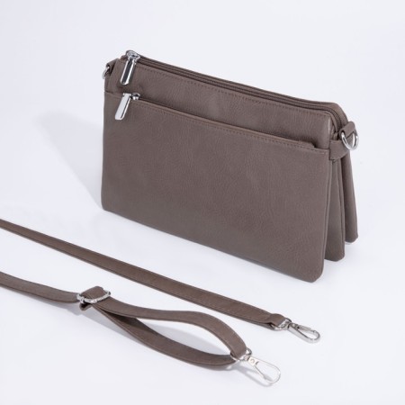 Bag Cross-Bodi with a zipper, khaki color-3