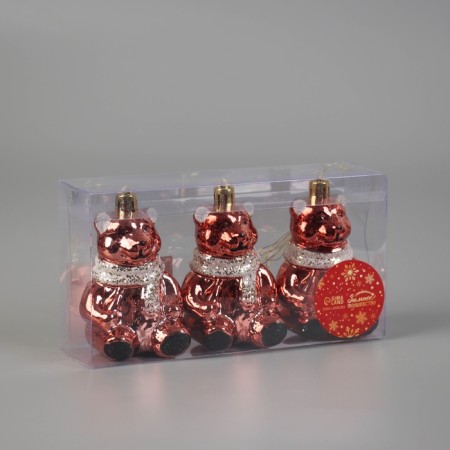 Jewelry decoration "Bear Color" (set 3 pcs) 9x5 cm, red-1