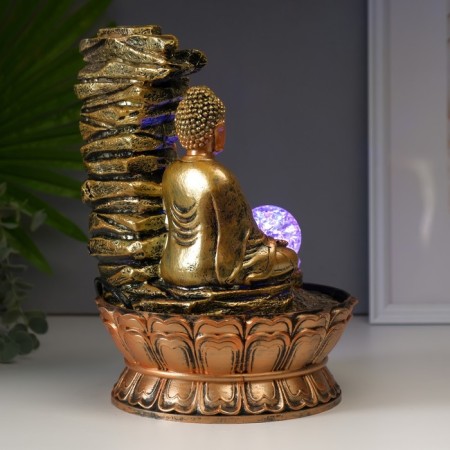 Table Polystone Foundation 220V "Buddha at a cliff with bowls" 30x21x21 cm-4