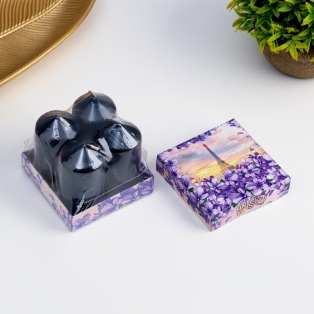 Set of candles "Column", 4 pieces, black metallic 7x3.8 cm-3