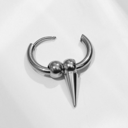 Piercing in the ear "Ring" spike with balls, d = 12 mm, color silver-1