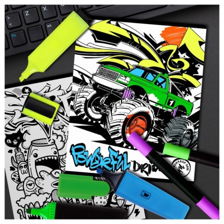 Notebook of 48 sheets in the cell "Color yourself" Art Black, cover coated cardboard, offset unit, mix-6
