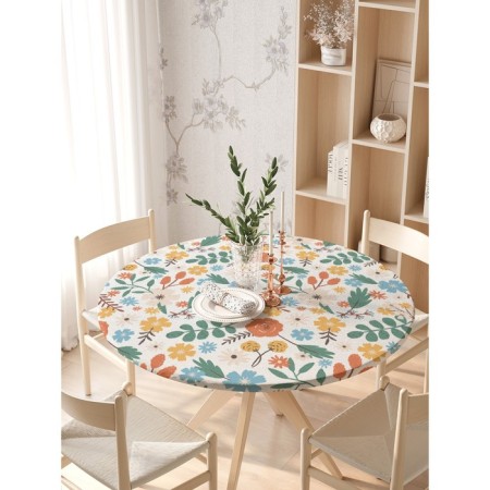 Tables on the table “Lun flowers”, round, oxford, elastic band, size 140x140 cm, diameter 105-120 cm-2