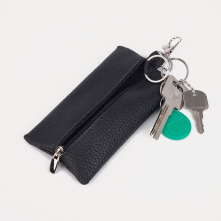 Key of zipper, length 13 cm, metal ring, black color-2