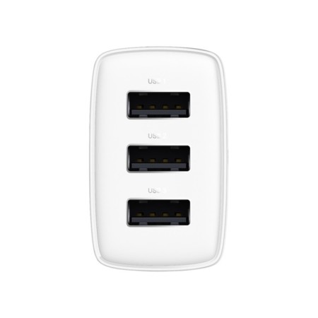 Network charger Baseus, 3USB, 3 A, 17W, white-3