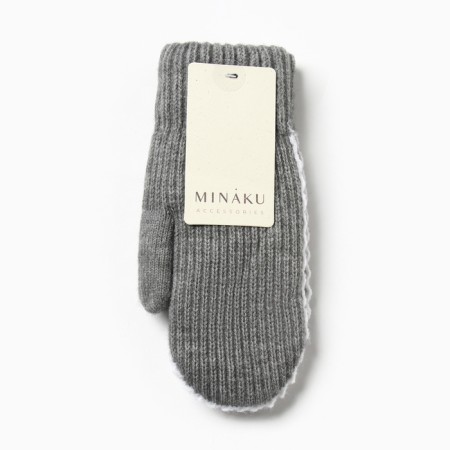 Women's mittens minku, gray color, 22 cm-3