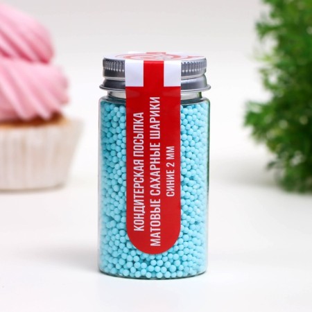 Sprinking confectionery "matte sugar balls, blue 2 mm" 50 g-1