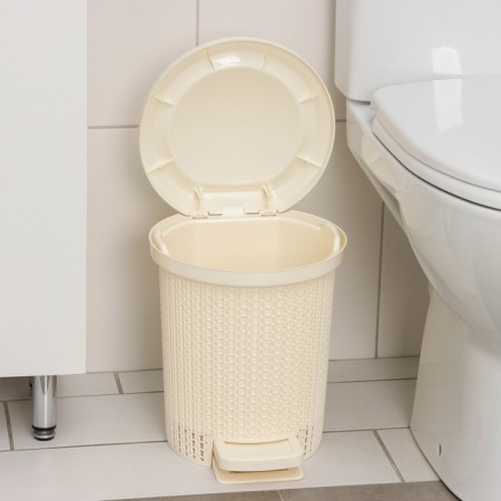 Garbage container with pedal Svip Ajur, 6 l, ivory color-2
