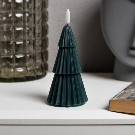 LED candle "Green Christmas tree" 7 × 15.5 × 7 cm, wax, battery CR2032, glow warm white-3