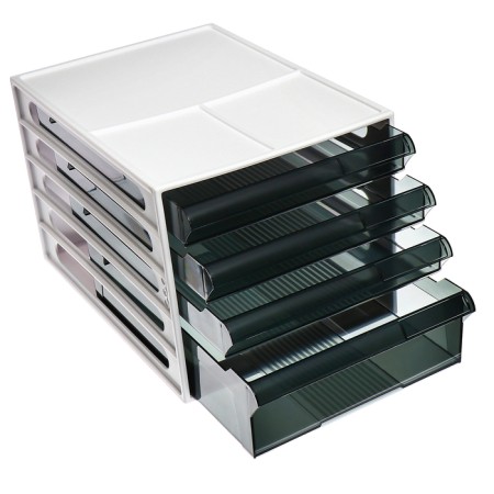 File-cabinet 4-sectoral Istanm, white case, black trays-1