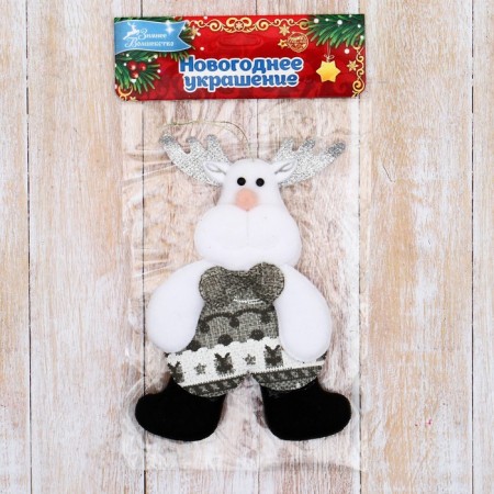 Soft suspension "Deer in a suit with an ornament forest" 8x14 cm, gray-1