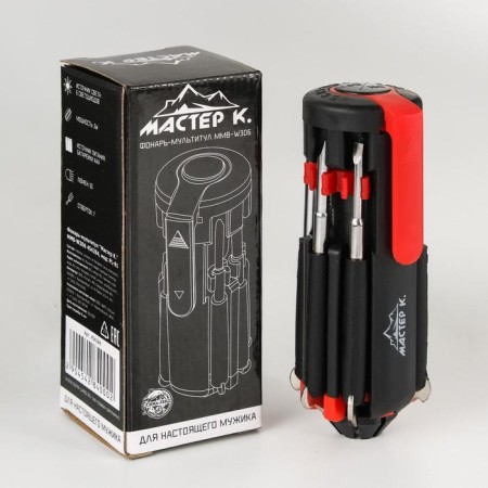Multifunctional flashlight, multi -tunnel 8 in 1 "Master K", 8 in 1, 6 LED, 3 W, 12 x 4 cm, 3 AAA