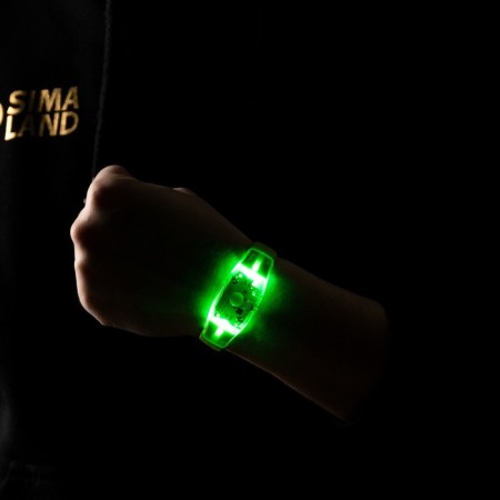 Green LED bracelet, CR2016x2 batteries, Green glow
