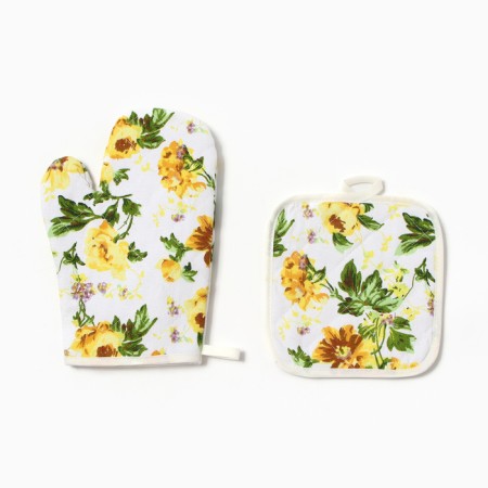 Kitchen set 2 pr. Dolyana flowers yellow. Group 17*17cm, mittens-seging 26*16cm, 100%HL-1