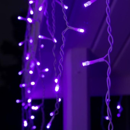 Garland "fringe" 4 × 0.6 m, IP44, white thread, 180 LED, purple glow, 8 modes, 220 V-2