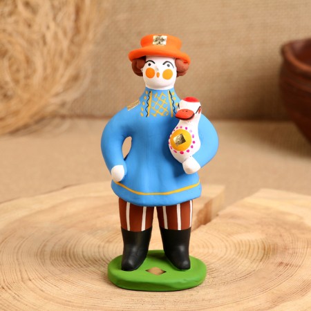 Dymkovo toy "Man with a gift", mix-8