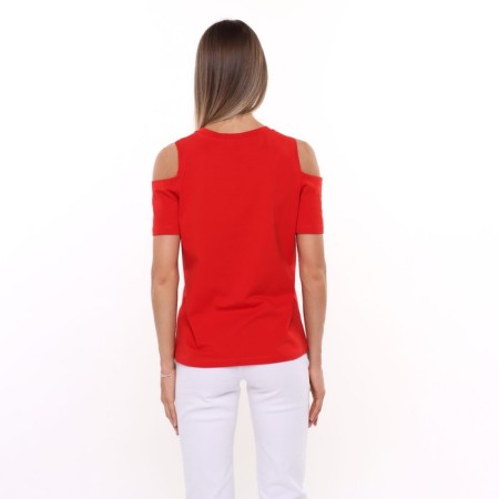 T -shirt female, red color, size 44 (m)-2