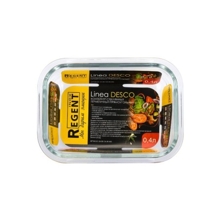 Glass container Regent Inox Desco, rectangular, 0.4 liters-1