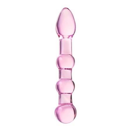 Sexus Glass bilateral phallimitator, glass, pink, 18 cm-1