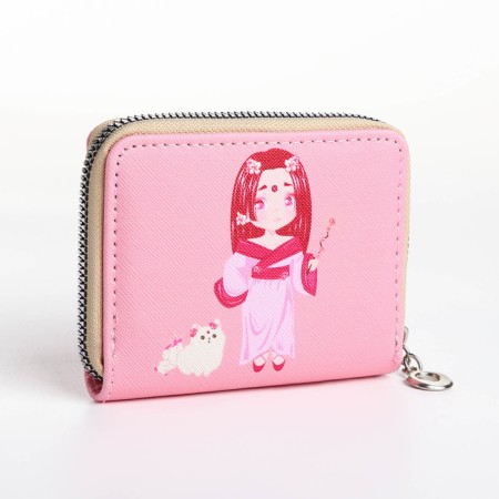 Lightning wallet, card for cards, for coins, pink color-2