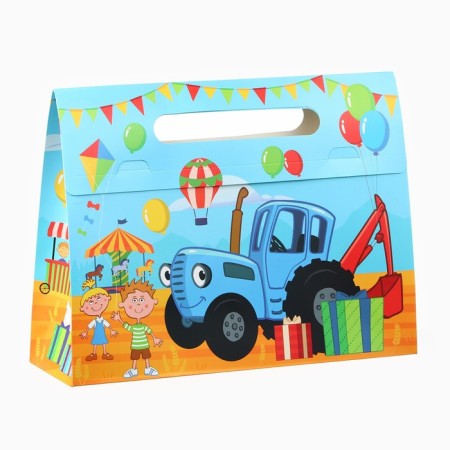 Gift package, blue tractor, 40x30x12 cm-3