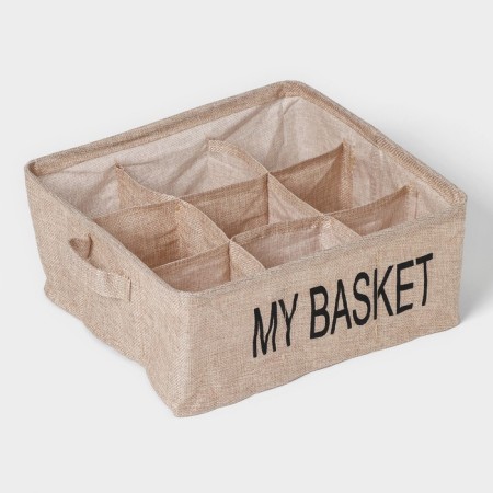 Organizer for linen 9 cells of the share My Basket, 28 × 28 × 12 cm, beige color-3