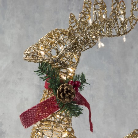LED figure "Deer golden" 50 × 85 × 18 cm, metal, 220 V, glow warm white-2